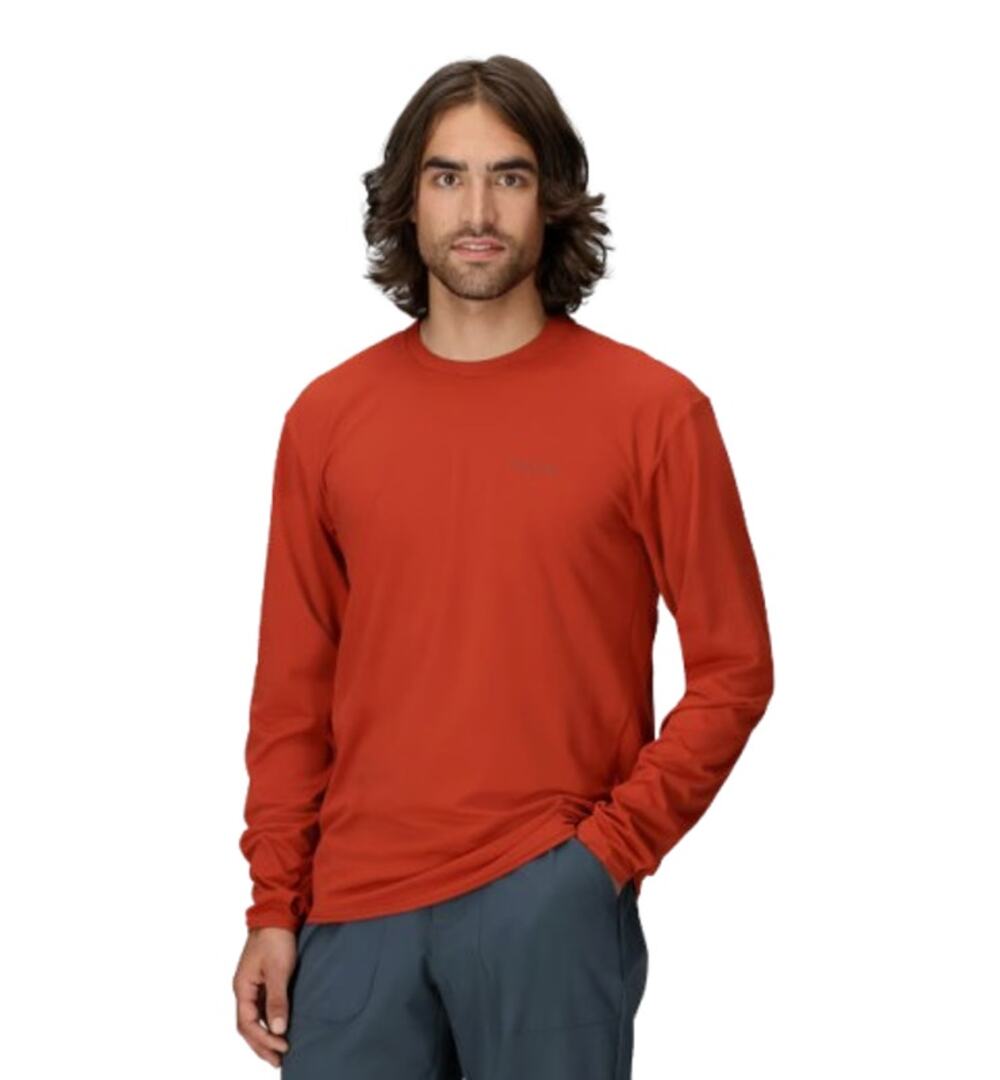 MARMOT Men's AirExchange Long-Sleeve Crew T-Shirt Large Orange UPF 50 NWT